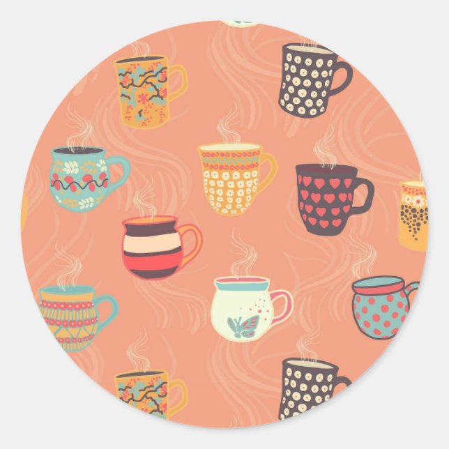 Hübsche Kaffee-Tee-Tasse Runder Aufkleber (Vorderseite)