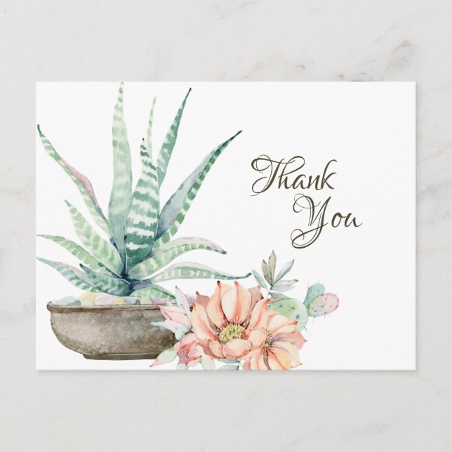 Hübsche Kaktus und Blume Cacti Vielen Dank Postkarte (Vorderseite)