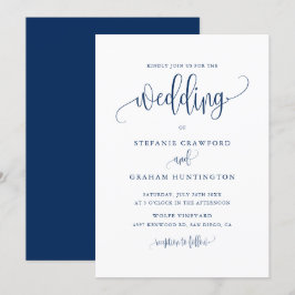 Hübsche Kalligrafie Script Navy Blue Wedding Einladung