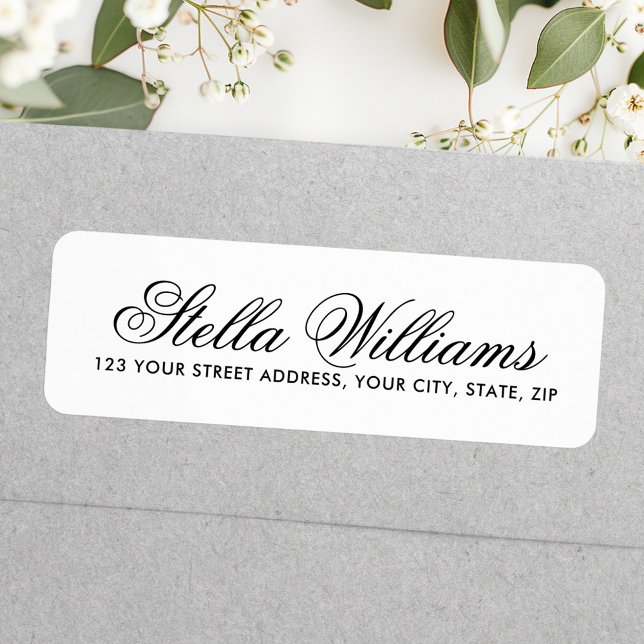 Hübsche Kalligraphie (Pretty calligraphy script simple white address label)