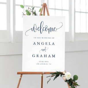 Hübsche kalligraphische Hochzeit der Navy Poster