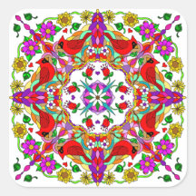 Hübsche Kardinal und Blume Mandala