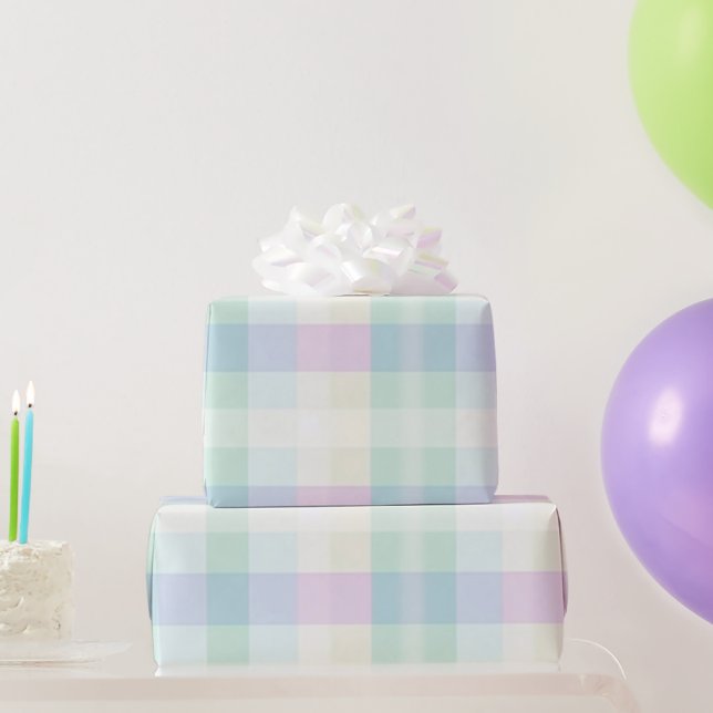 Hübsche Karierte Pastete Rosa Gelb Blau Lila Geschenkpapier (Partygeschenke)
