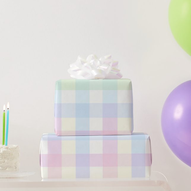 Hübsche Karierte Pastete Rosa Gelb Blau Lila Geschenkpapier (Partygeschenke)