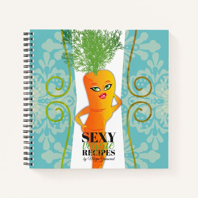 Hübsche Karotte vegane vegetarische Kochbuch Rezep Notizbuch (Vorderseite)