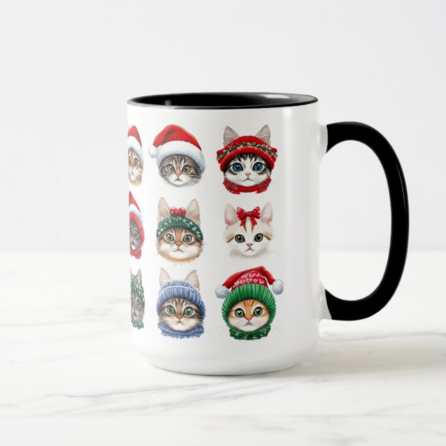 Hübsche Kätzchen in Winterhütten Tasse (Rechts)