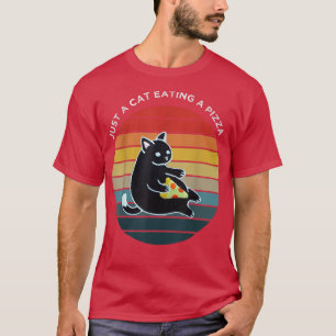 Hübsche Katze, die einen Pepperoni Slice isst, Kat T-Shirt