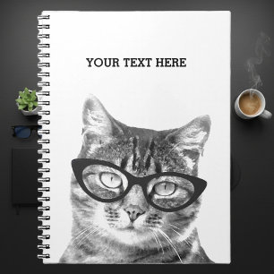 Hübsche Katze mit Brille Foto Notebook Design Notizblock