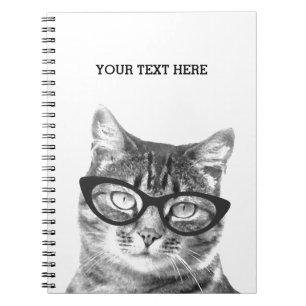 Hübsche Katze mit Brille Foto Notebook Design Notizblock