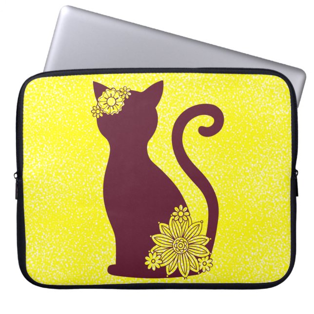 Hübsche Katze Silhoutte Laptop-Sieb Laptopschutzhülle (Vorderseite)