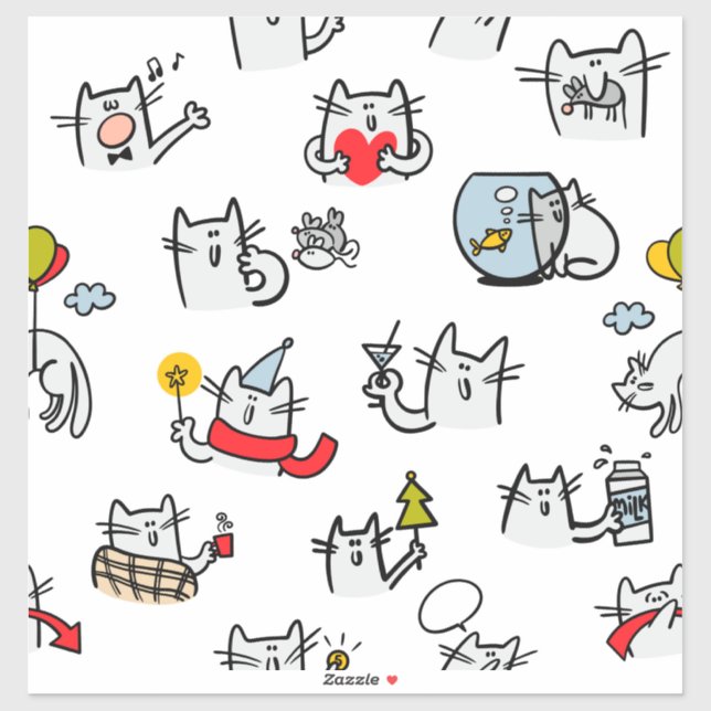 Hübsche Katzen, Milch und Magie. Aufkleber (Blatt)