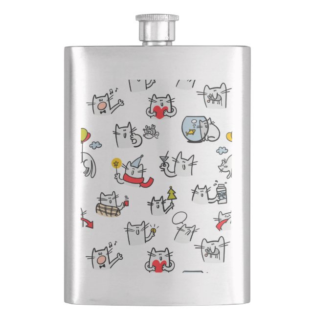 Hübsche Katzen, Milch und Magie. Flachmann (Vorderseite)