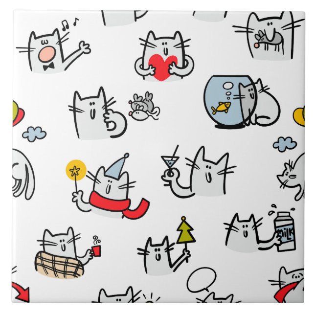 Hübsche Katzen, Milch und Magie. Fliese (Vorderseite)