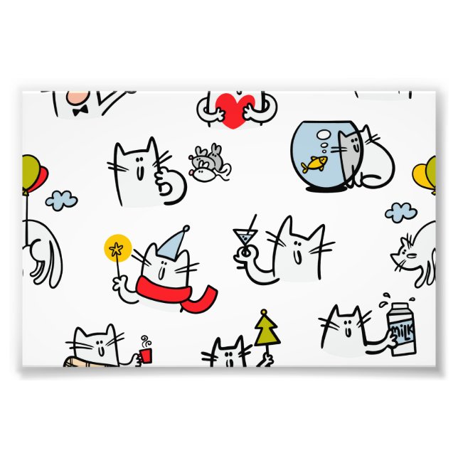 Hübsche Katzen, Milch und Magie. Fotodruck (Vorne)
