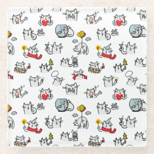 Hübsche Katzen, Milch und Magie. Glasuntersetzer