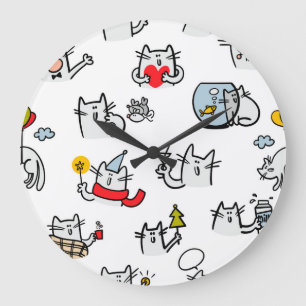 Hübsche Katzen, Milch und Magie. Große Wanduhr