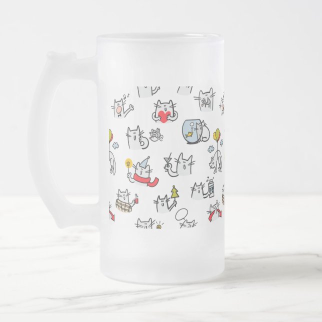 Hübsche Katzen, Milch und Magie. Mattglas Bierglas (Links)