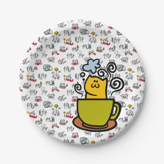 Hübsche Katzen, Milch und Magie. Pappteller (Vorderseite)