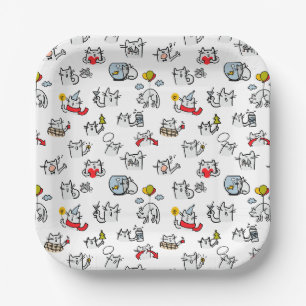 Hübsche Katzen, Milch und Magie. Pappteller