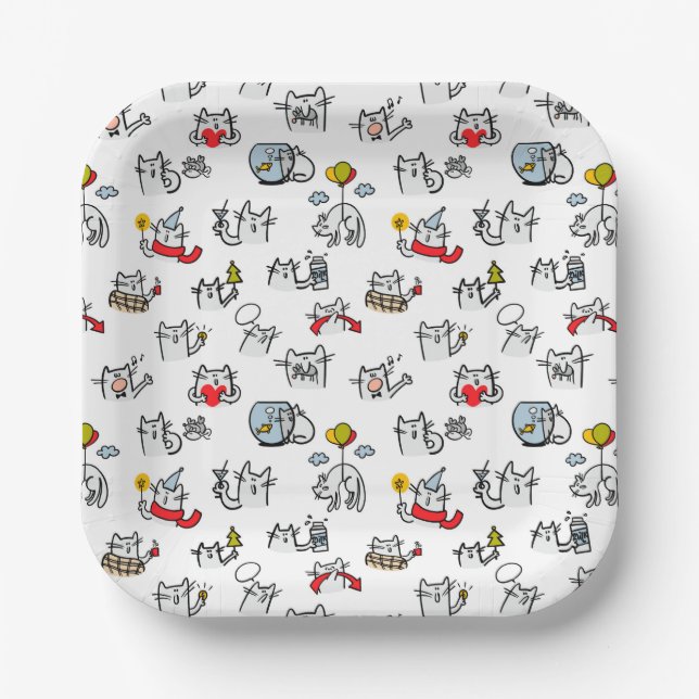 Hübsche Katzen, Milch und Magie. Pappteller (Vorderseite)