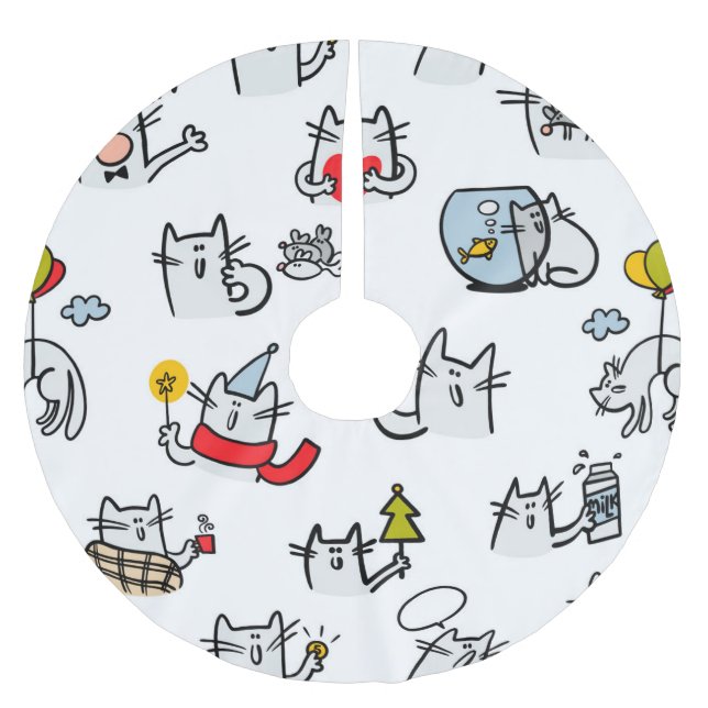 Hübsche Katzen, Milch und Magie. Polyester Weihnachtsbaumdecke (Vorderseite)