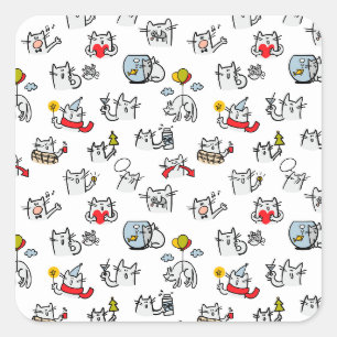 Hübsche Katzen, Milch und Magie. Quadratischer Aufkleber