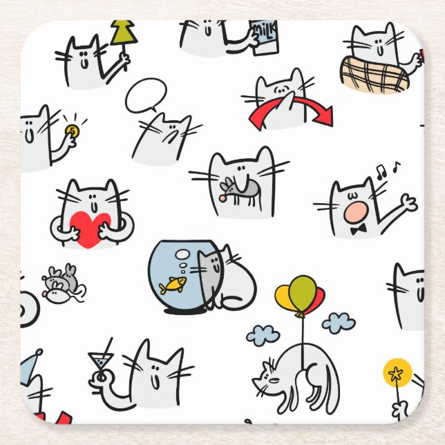 Hübsche Katzen, Milch und Magie. Rechteckiger Pappuntersetzer (Vorderseite)