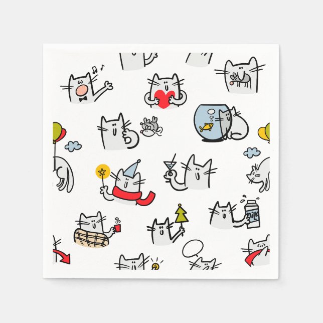 Hübsche Katzen, Milch und Magie. Serviette (Vorderseite)