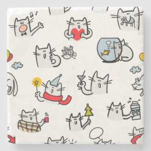 Hübsche Katzen, Milch und Magie. Steinuntersetzer