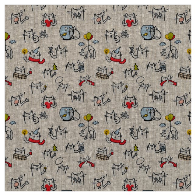 Hübsche Katzen, Milch und Magie. Stoff (Muster)