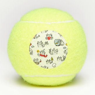 Hübsche Katzen, Milch und Magie. Tennisbälle