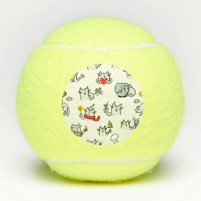 Hübsche Katzen, Milch und Magie. Tennisbälle (Vorderseite)