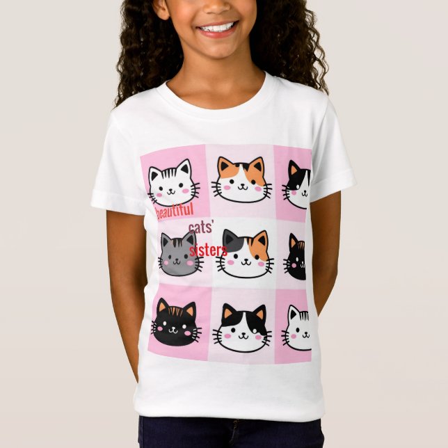 hübsche Katzen Schwestern T-Shirt (Vorderseite)
