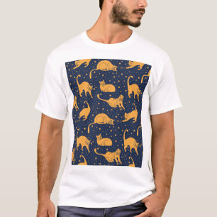 Hübsche Katzen, Sterne, Weltraummuster. T-Shirt