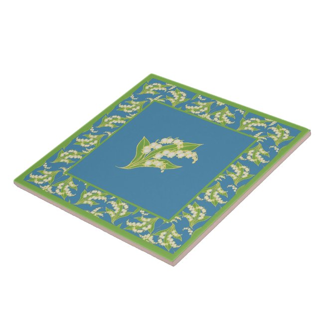 Hübsche Keramik-Fliese: Maiglöckchen, blau Fliese (Seite)
