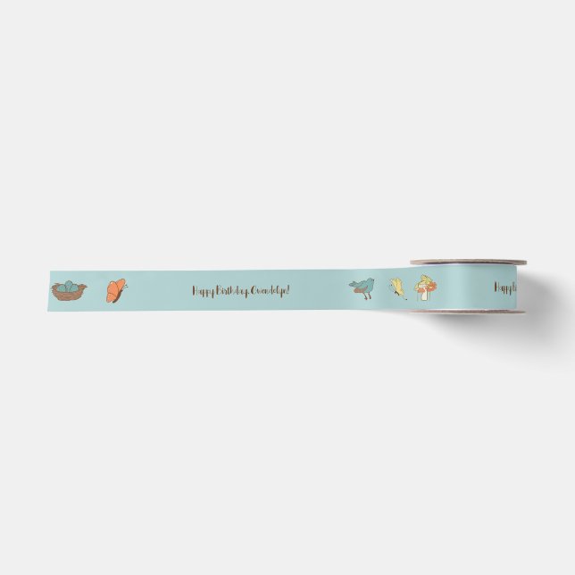 Hübsche Kernvögel und Tiere Personalisiert Satinband (Vorderseite)