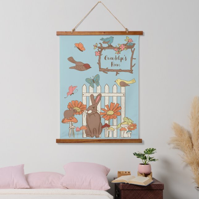 Hübsche Kernvögel und Tiere Personalisiert Wandteppich Mit Holzrahmen (Schlafzimmer)