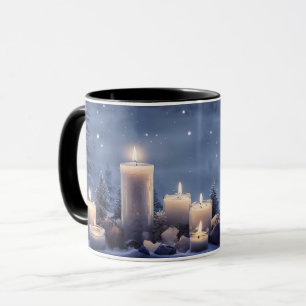 Hübsche Kerzen im Schneeschuhwandern Tasse