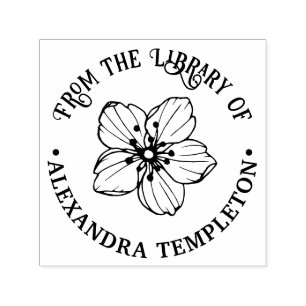 Hübsche Kirschblüten-Bibliotheksbuch Name Permastempel