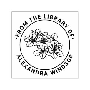 Hübsche Kirschblüten-Bibliotheksbuch Name Permastempel