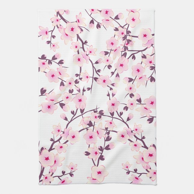 Hübsche Kirschblüten Natur Rosa Weiß Handtuch (Vertikal)