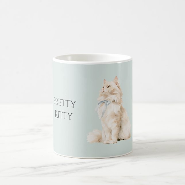 Hübsche Kitty Blaue Schleife Kaffeetasse (Mittel)