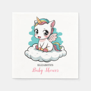 Hübsche Kleine Einhorn-Babydusche Serviette