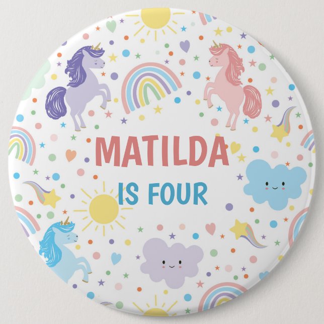 Hübsche Kleine Einhörner Runde Abzeichen Button (Vorderseite)