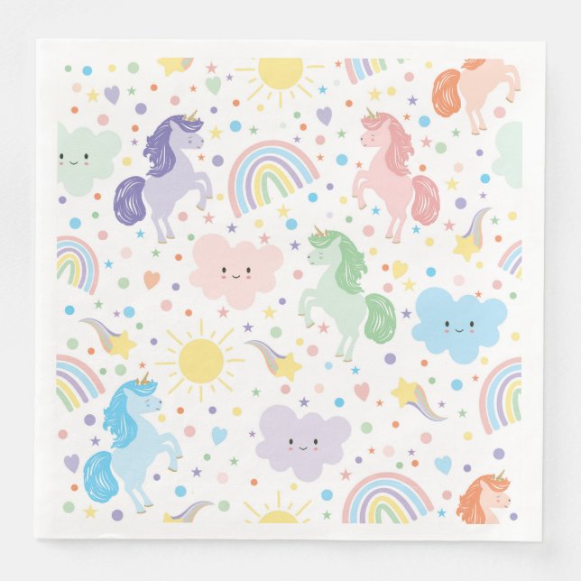 Hübsche Kleine Einhornpapiere Napkins Serviette (Vorderseite)