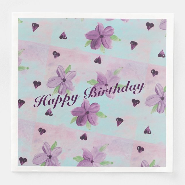Hübsche kleine Lila Rosa und blaues Papier Napkins Serviette (Vorderseite)