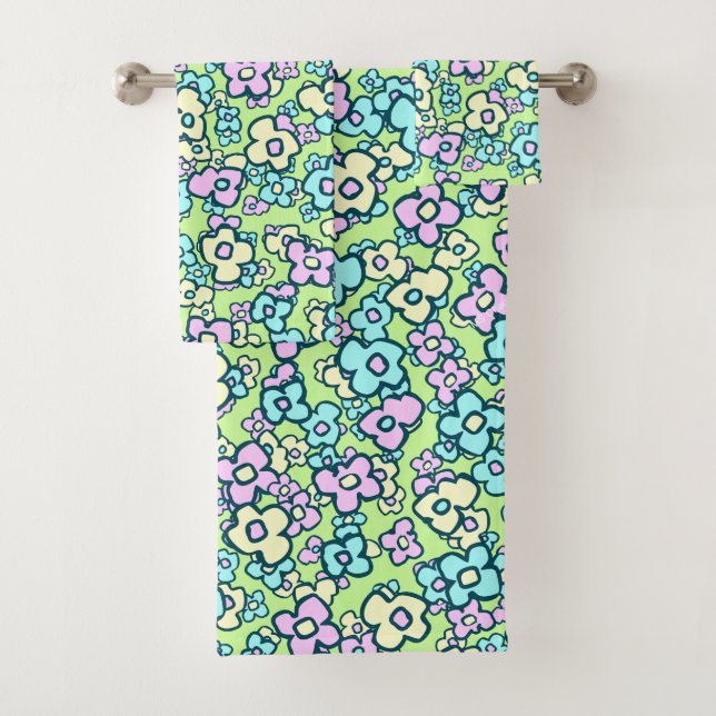 Hübsche Kleine Volkskunst Blume Charming fröhlich Badhandtuch Set (Insitu)