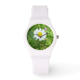 Hübsche kleine weiße und gelbe Miniatur Armbanduhr