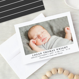 Hübsche Kohle-Streifen Baby Jungen Foto Geburt Ankündigung