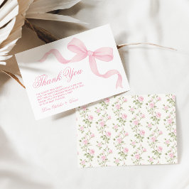 Hübsche Kokette Rosa Schleife Mädchen Baby Shower Dankeskarte